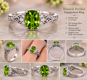 Anillo de compromiso para hombre, plata 925, peridoto natural, piedra de nacimiento de agosto, anillo de peridoto, regalo de cumpleaños para él - Product Image 3