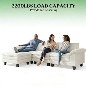 Divano a L Segmentato Beige per Soggiorno - Product Image 2