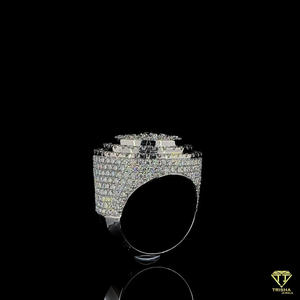 Lab Grown Diamond Round Halo Statement <b>Ring</b> for <b>Men</b> Iced Out White Gold Luxury Hip Hop Cluster <b>Pinky</b> <b>Ring</b> - Product Image 5