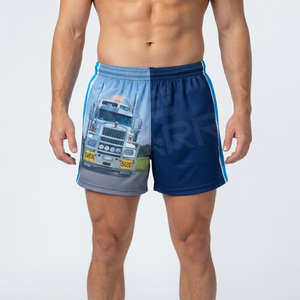 Wholesale Cheap Rugby Shorts Custom Logo Quick Dry Beach Trunk Shorts for <b>Boys</b> Drawstring Thick Footy Shorts with Zipper Pockets - Product Image 4