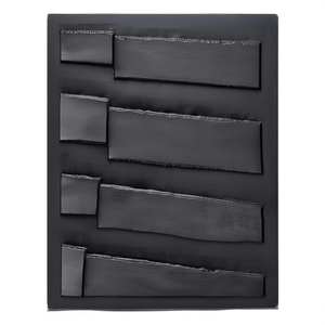 Plaque murale en relief en métal coulé en aluminium, noir oxydé, motif strates de roche, décoration sculpturale artisanale, 30 cm - Product Image 2