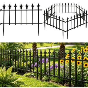 Confezione da 10 Recinzioni Pieghevoli Nere per Giardino, Barriera per Animali Senza Scavo, Recinzione Decorativa in Metallo per Prato, Vialetti e Paesaggistica Esterna - Product Image 2