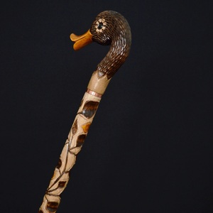 Canne de marche de luxe en bois sculpté à la main en forme de tête de canard, écologique, idéale comme cadeau de retraite - Product Image 4