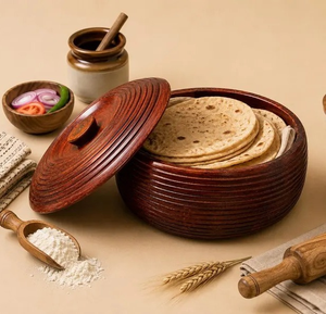 Belle boîte de rangement en bois pour chapatis, idéale pour la table à manger et la cuisine quotidienne, boîte à roti légère en bois - Product Image 4