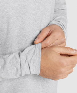 เสื้อยืดแขนยาวผู้ชาย ผ้าฝ้าย 100% ทรงหลวม ไซส์ใหญ่ ขายส่ง คุณภาพพรีเมียม ระบายอากาศได้ดี รับผลิตแบบ OEM - Product Image 5