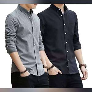 Chemise décontractée officielle pour homme de haute qualité, 100 % coton tricoté, manches longues, col en V, bouton unique, en flanelle, respirante pour l'été - Product Image 2