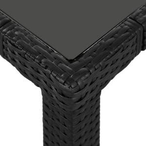 Grand ensemble de salle à manger en rotin PE noir et gris foncé avec verre trempé et acier pour usage extérieur - Product Image 5