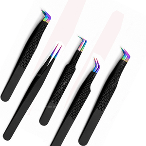 Pince à épiler en acier inoxydable, pointe précise, finition noire mate arc-en-ciel, outils durables pour salon de beauté, extension de cils volume - Product Image 5
