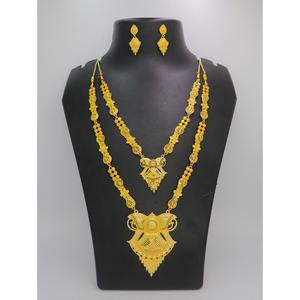 Ensemble de colliers pour femmes, bijoux spéciaux arabes saoudiens, bijoux indiens, bijoux des Émirats arabes unis, ensemble de bijoux plaqué or, long collier avec boucles d'oreilles - Product Image 5