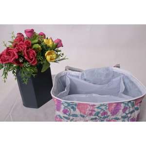 Pochette de maquillage en coton floral, légère, écologique, style bohème, avec fermeture éclair, organiseur, style cottagecore, grande capacité, pour les voyages et l'usage quotidien - Product Image 5