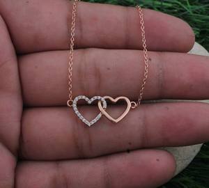 Collier personnalisé en argent sterling 925 avec pendentif cœur en CZ AAA, bijoux plaqués or, cadeau d'anniversaire romantique pour femmes - Product Image 5