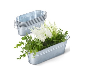 Amazing Rustic Galvanized Metal Planter Bucket With Flower And Green Plant Outdoor Garden Decorative <b>Container</b> - Product Image 5
