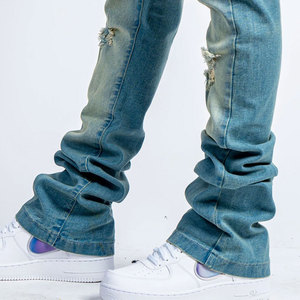 Men's Ripped Distressed Straight Leg Jeans Cotton Midweight Casual <b>Pants</b> With Button Fly And Ripped Details For Spring Wear - Product Image 6