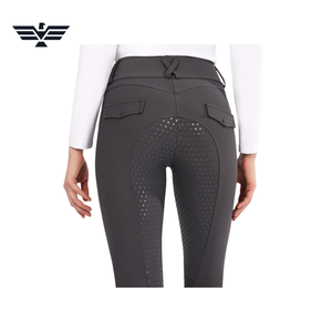 Pantalones de Montar de Cintura Alta para Mujer, Color Sólido, con Bolsillos, Transpirables, de Punto, Spandex y Nailon - Product Image 4