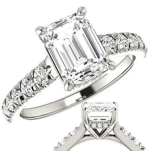 แหวนทองคำแท้ 14k/18k น่ารัก ประดับเพชรทรงเหลี่ยมมรกต เพชรเลี้ยงในห้องปฏิบัติการ แหวนหมั้น ได้รับการรับรองจาก IGI สำหรับผู้หญิงและเด็กผู้หญิง สวมใส่ในงานปาร์ตี้ - Product Image 4