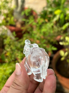 Hand Carved Clear Quartz <b>Elephant</b> Statue Natural Crystal Lucky Figurine Feng Shui REIKI OEM ODM Wholesale - Product Image 5