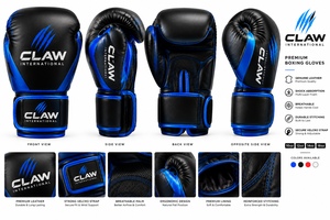 ถุงมือชกมวยพรีเมียมแบบสั่งทำพิเศษ CLAW INTERNATIONAL หนังแท้ สำหรับฝึกซ้อมและแข่งขัน มวยไทย มวยสากล MMA - Product Image 2