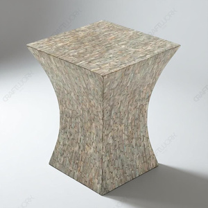 Mesa Auxiliar de Madera con Incrustaciones de Nácar, Mesa de Centro Cuadrada Hecha a Mano con Mosaico de Nácar, Mesa de Acento de Lujo para el Hogar de Diseño - Product Image 2