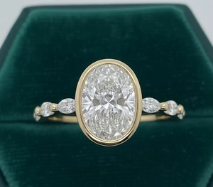 Bague de fiançailles pour femme en or jaune 2 carats avec diamant ovale, certifiée GIA, style classique, diamants naturels - Product Image 1