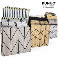 Panneau acoustique rainuré en placage de bois PET, panneau mural géométrique en fibre de polyester pour la décoration intérieure des bureaux, studios et hôtels