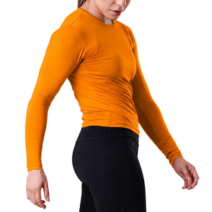 Women's <b>Red</b> <b>Long</b> <b>Sleeve</b> Crew Neck Breathable Quick Dry Yoga Sweat-Wicking Spandex Polyester Regular Fit - Product Image 5