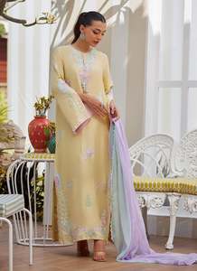 Pakistani Silk Summer Embroidered Formal Wedding Party Dresses for Women Knee-Length Wrinkle Free & Quick Dry - Product Image 2