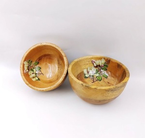 <b>Vintage</b> Style Acacia Wooden Serving Bowl <b>Safe</b> Food Dinnerware Bowl For Home Decor Soup Salad & Food Serving Hotel Restaurants - Product Image 2