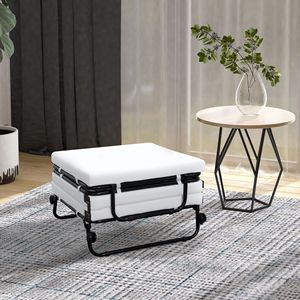 Letto Pieghevole Portatile Bianco con Ruote, Versatile Pouf Letto per Camera da Letto e Ufficio, Letto per Ospiti - Product Image 2