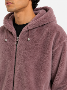 Chaqueta Premium para Hombre con Capucha de Felpa Sherpa, Cierre Completo, Sudadera Suave Tipo Teddy, Abrigo Cálido de Invierno, Chaqueta Casual Cómoda de Manga Larga - Product Image 4