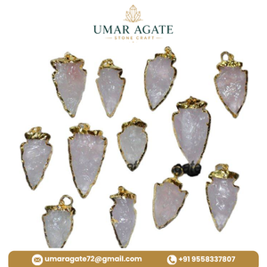 Collar con Colgante de Punta de Flecha de Ágata Electrochapada, Bañado en Oro, con Cuarzo Marrón, Joyería de Regalo - Product Image 3