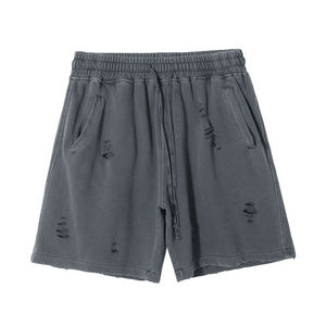 Shorts décontractés personnalisés pour hommes, streetwear de haute qualité, 100% coton, effet délavé soleil, shorts personnalisés délavés à l'acide pour hommes - Product Image 1