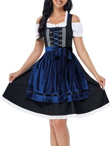 Women's Bavarian Dirndl Dress Oktoberfest Costume Traditional German <b>Beer</b> Festival Polyester Adult Party Cosplay Outfit Apron - Product Image 4