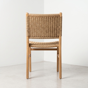 Silla de Comedor de Madera de Teca Hecha a Mano con Respaldo y Asiento Tejidos con Cuerda Natural para Proyectos de Hoteles, Restaurantes, Resorts y Villas en Indonesia, Venta al Por Mayor - Product Image 2