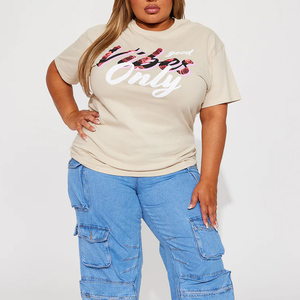 T-shirt décontracté pour femme, respirant, en maille, col rond, manches courtes, 100% coton mélangé, couleurs et tailles personnalisées, haute qualité - Product Image 1