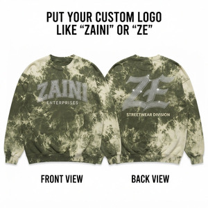 Premium ZAINI Men's 350 GSM Cotton Customized Acid Wash <b>Tie</b> <b>Dye</b> <b>Sweatshirt</b> Custom Rhinestone Heat Transfer Logo Regular Fit - Product Image 1