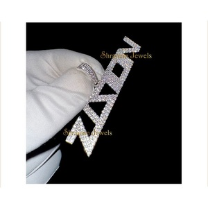 Lab Grown Diamond Jewelry Custom Iced Hip Hop Trendy High Quality 925 Sterling <b>Silver</b> <b>Initial</b> Name Letter Pendant Gift Him/Her - Product Image 6