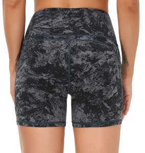Pantalones cortos de yoga de cintura alta para mujer con bolsillos, pantalones cortos deportivos negros para gimnasio, correr, Fitness, tela de punto de secado rápido - Product Image 6