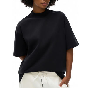 Camiseta Oversize de Algodón para Hombre, 280g, con Cuello Alto, Estampado Serigrafiado, Estilo Pro Club, Personalizable - Product Image 2