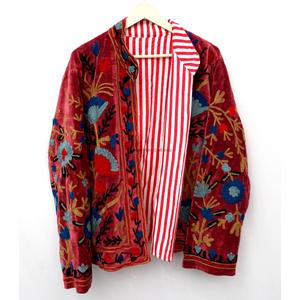 <b>Velvet</b> Suzani Embroidery Woven Cotton Breathable <b>Jacket</b> - Product Image 3