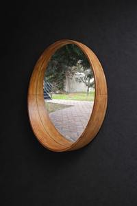 Miroir mural ovale en bois élégant et décoratif pour chambre et coiffeuse – Accessoire de miroir suspendu en gros - Product Image 3