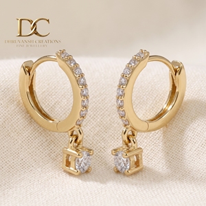 Pendientes de Aro con Diamantes Cultivados en Laboratorio, Certificados por IGI, Oro Amarillo Sólido de 14 Quilates, Corte Brillante, Joyería para Mujer, Hechos a Mano - Product Image 3