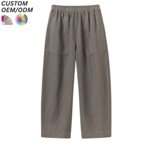 Pantalones Casuales de Verano para Hombre, Ligeros, Transpirables, de Cintura Media, de Ramio y Algodón, con Cierre de Cordón y Múltiples Bolsillos - Product Image 2