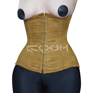 High Compression Premium Quality Suede Leather Waist Cincher <b>Underbust</b> Body Shaper Club Wear Corset Supplier - Product Image 3
