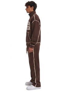 <b>Men's</b> Customized Colors Full Zip <b>Turtle</b> <b>Neck</b> Heavy Weight Chenille Embroidery Solid 380 GSM Winter Wear Drawstring Waist Jogger - Product Image 3