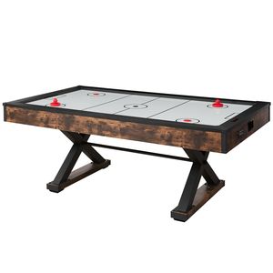Table de hockey sur air portable de 84 pouces avec marqueur électronique, pieds en X haute résistance, ensemble de jeu d'arcade d'intérieur - 2 poussoirs, 2 disques - Product Image 1