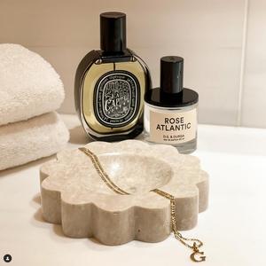 Plateau de service rond en marbre beige, festonné, fait main, moderne, résistant au feu, décoratif pour la cuisine, le salon, la villa, le revêtement mural - Product Image 2