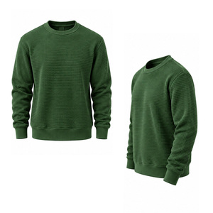 <b>Men</b> Waffle Knit Sweatshirt Textured Crew Neck Long Sleeve Pullover Casual <b>Thermal</b> <b>Top</b> Custom OEM Activewear Manufacturer Factory - Product Image 6