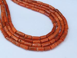 Perles tubulaires en corail rouge, brin de 16 pouces, pierre italienne, 5x3-10x5 mm environ, certifiées par un tiers pour la fabrication de bijoux - Product Image 5