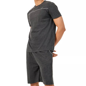Ensemble chemise et short pour homme, décontracté, été, deux pièces, uni, personnalisé - Product Image 1