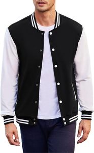 Men's Fashion Varsity <b>Jacket</b> Causal Slim Fit Cotton Letterman <b>Baseball</b> <b>Bomber</b> <b>Jackets</b> - Product Image 3